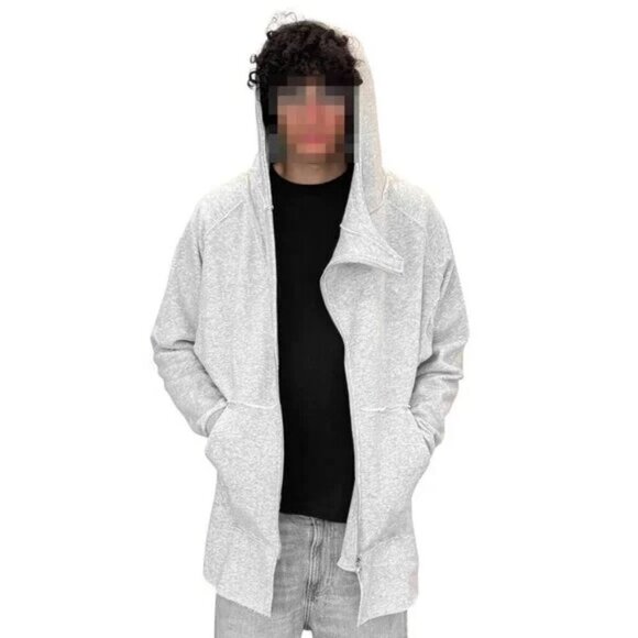 NWT JLUX LABEL MENS ASYMMETRIC GRAY ZIP-UP HOODIE SWEATSHIRT JACKET - Picture 7 of 10